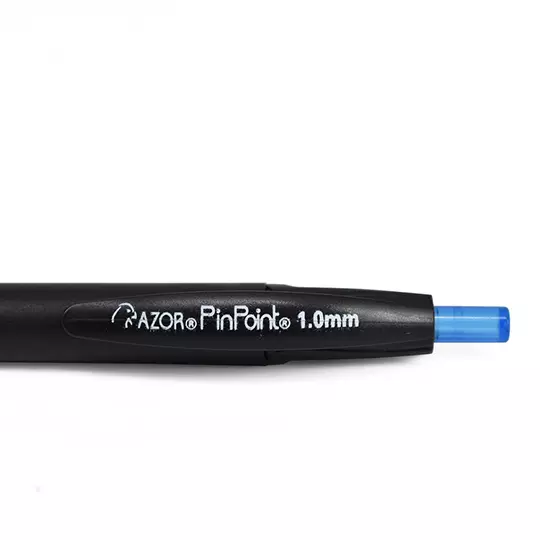 Bolígrafo mediano retráctil Pin Point 1.0 mm color azul caja con 12 piezas
