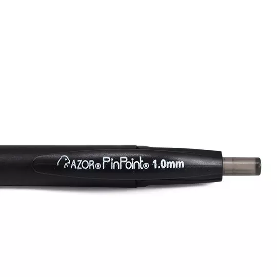 Bolígrafo mediano retráctil Pin Point 1.0 mm color negro caja con 12 piezas