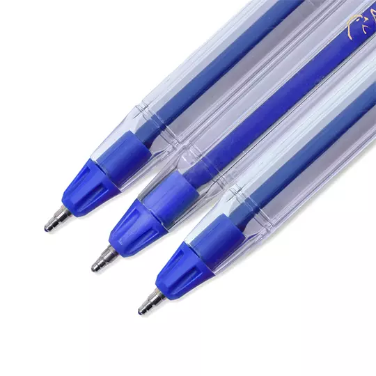Bolígrafo mediano Pin Point Flow 1.0 mm color azul caja con 12 pzas