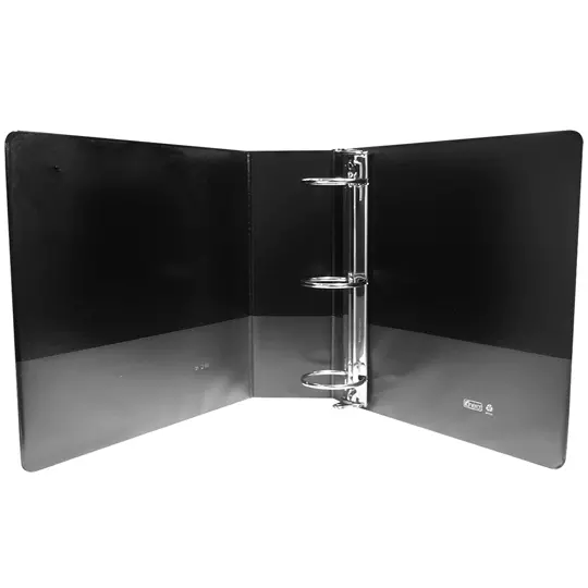 Carpeta panorámica cristal Kinera carta herraje de 3 pulgadas "O" color negro