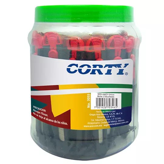 Cutter Corty 3000 chico de 9 mm bote con50 pzas