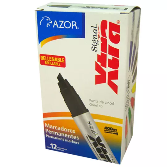 Marcador permanente Signal Xtra punta cincel 6 mm amarillo caja con 12 pzas