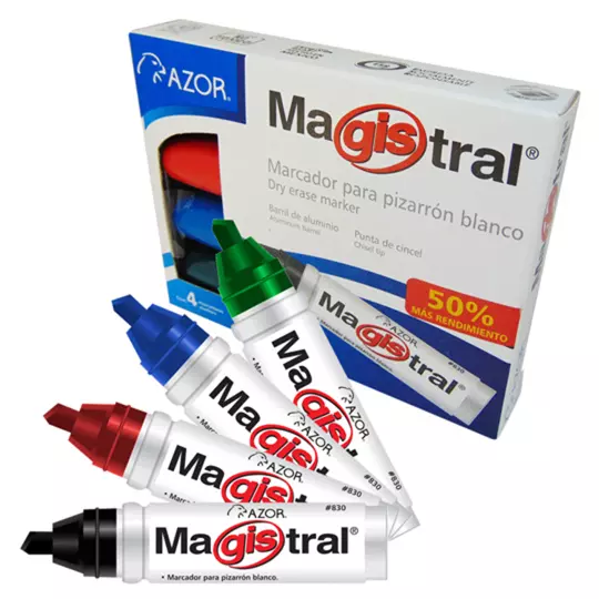 Marcador de aluminio Magistral punta cincel 6 mm colores surtidos caja 4 pzas 3