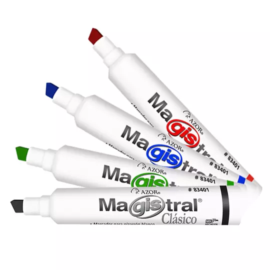 Marcador Magistral Clásico punta cincel 6 mm colores surtidos empaque con 4 pzas 3