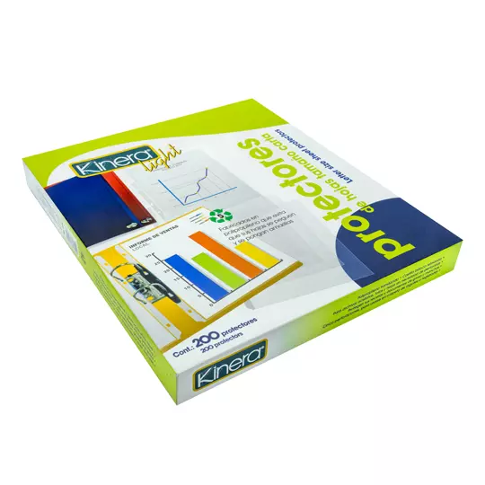 Protector de hojas traslucidos Kinera Light 370 tamaño carta caja con 200 pzas