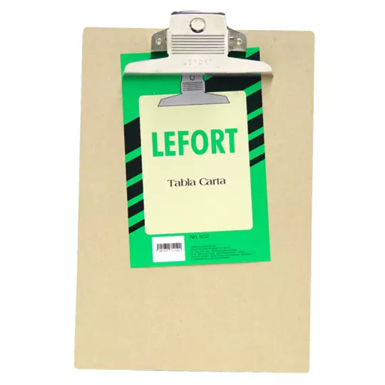 Tabla fibracel Lefort con clip metálicotamaño carta
