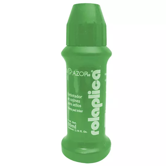Tinta para sello Rolaplica Azor color verde sistema Roll-On 60 ml