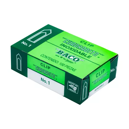 Clip BACO cuadrito No. 1 caja de 100 clips