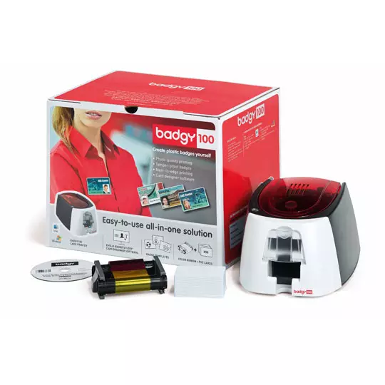 Impresora de credenciales Badgy 100.