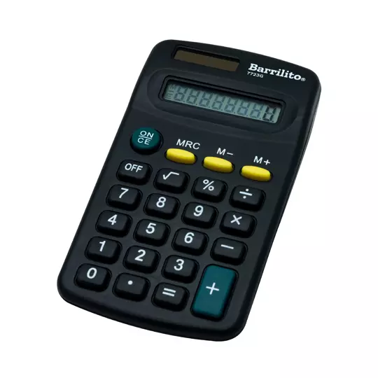 Calculadora básica 8 dígitos Barrilito calculadora de bolsillo