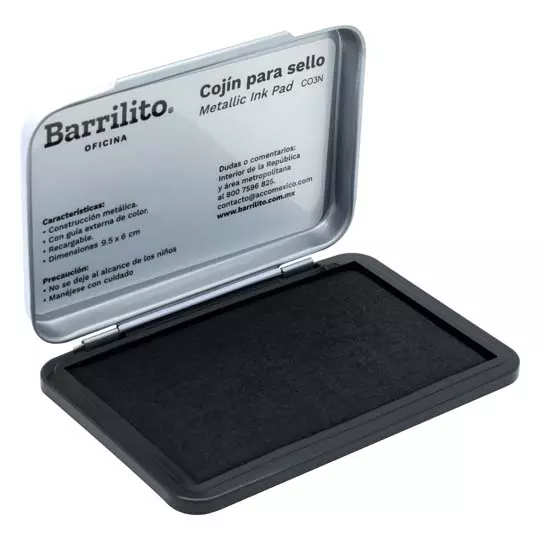 Cojín para sello chico Barrilito con tinta color negro