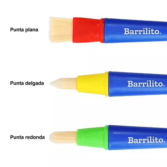 JUEGO DE 3 PINCELES BARRILITO PARA NINOS.