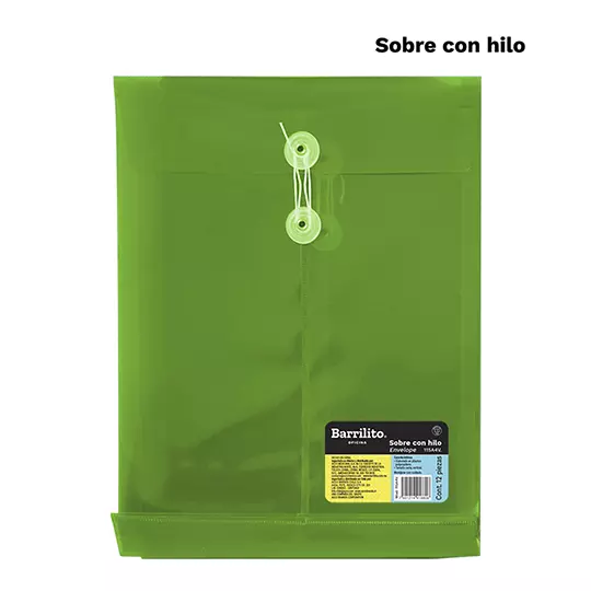 Sobre BARRILITO plástico con hilo carta vertical