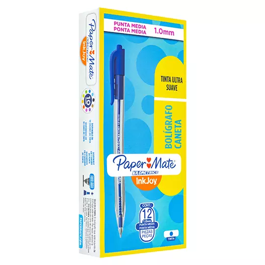Boligrafo RT kilometrico azul punto mediano caja con 12 piezas