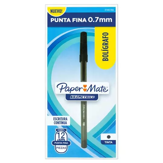 Boligrafo kilometrico economico negro punto fino caja con 12 piezas