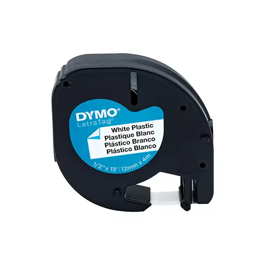 Cinta plastica DYMO Letratag negro sobreblanco perla 12mmx4m 1 pieza