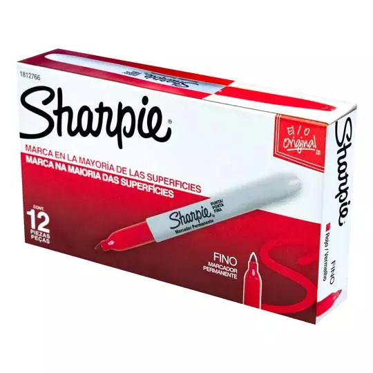 Marcador permanente Sharpie fino rojo caja con 12 piezas