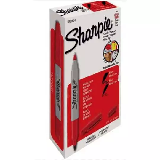 Marcador Sharpie doble punta rojo caja con 12 piezas
