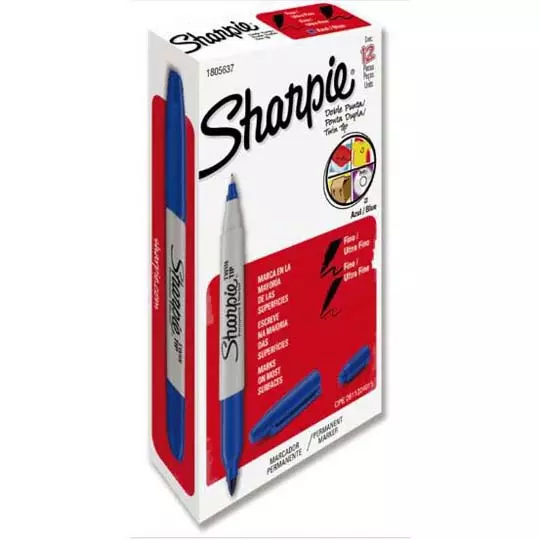 Marcador Sharpie doble punta azul caja con 12 piezas