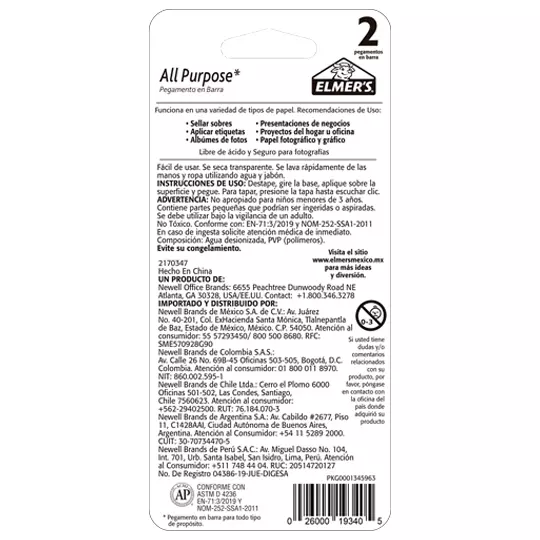 Lápiz adhesivo Elmers 40 gr + 1 barra de6gr