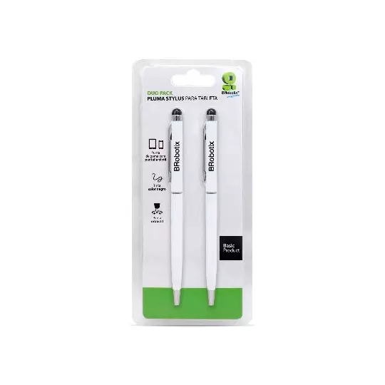 Pluma Stylus Para Tableta, Duo Pack, Blanco, BROBOTIX 6000397
