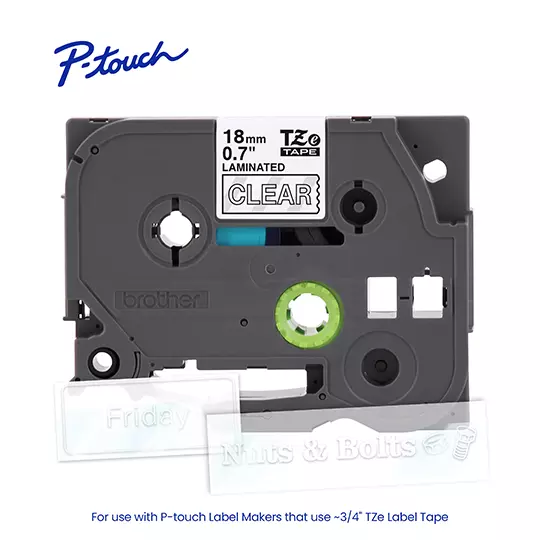 Cinta Brother blanco sobre transparen de18 mm,TZE145G