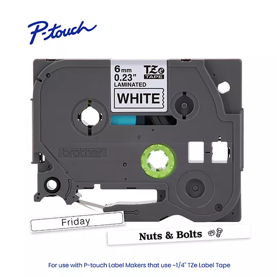 Cinta Brother color negro sobre blanco TZE211G