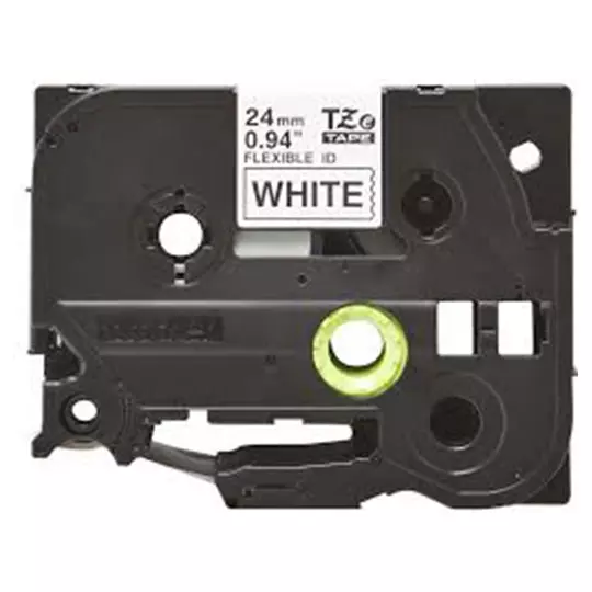Cinta Laminada Brother TZEFX251G Flexible Texto Negro Fondo Blanco