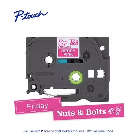 Cinta Brother color blanco sobre rosa fucsia TZEMQP35G