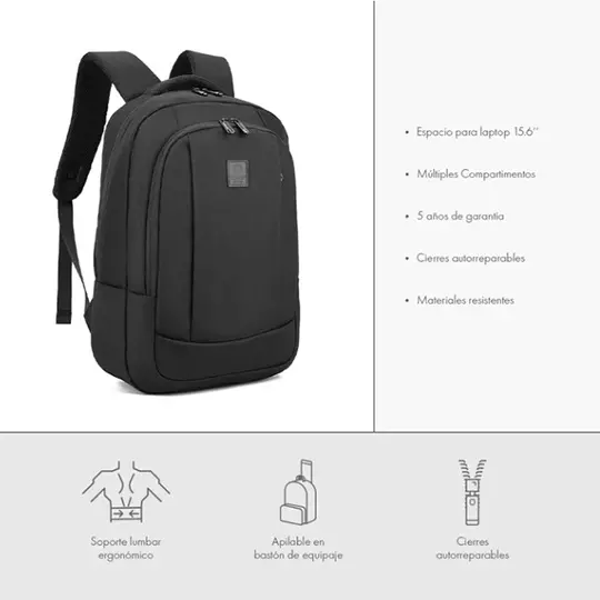 Mochila COOLCAPITAL Era 15.6" color negro