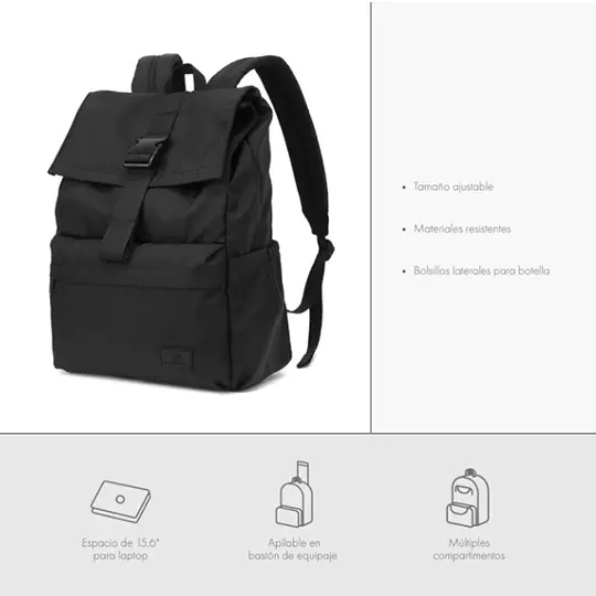 Mochila COOLCAPITAL Rizz 15.6" color negro