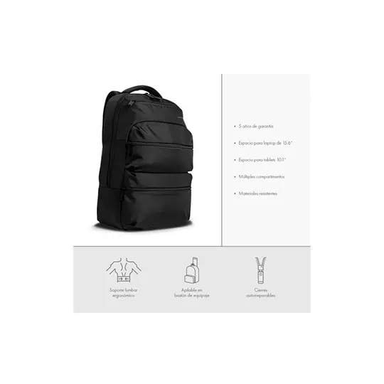 Mochila para laptop COOLCAPITAL mod. Sarec de 15.6" en color negro
