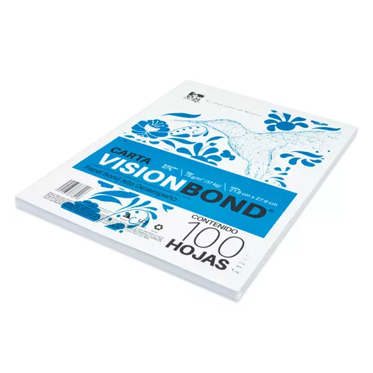 Paquete de papel bond Vision tamaño carta 97% de blancura 75gr 100 hojas