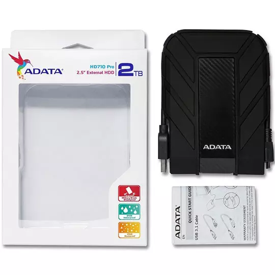 Disco Duro Externo Adata USB 3.1, 2TB Negro HD710P