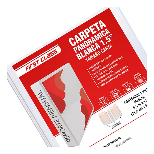 Carpeta de vinil carta DIETRIX 1.5 pulgadas, herraje O color blanca con ventana