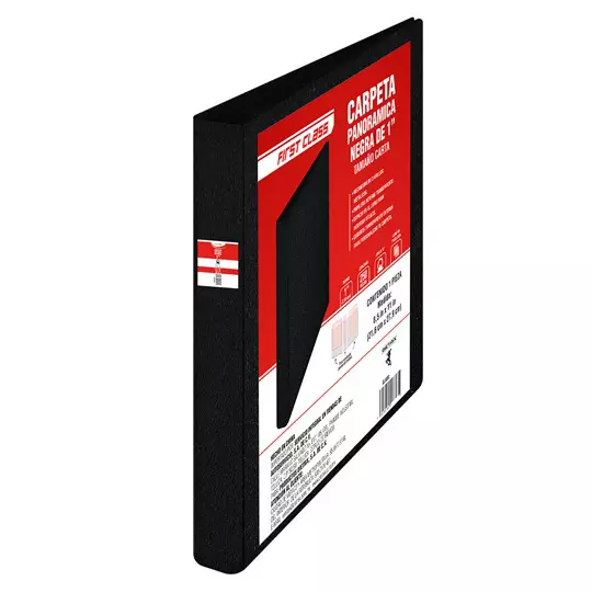 Carpeta vinil carta first class con ventana 1 pulgada arillo tipo "o" negro