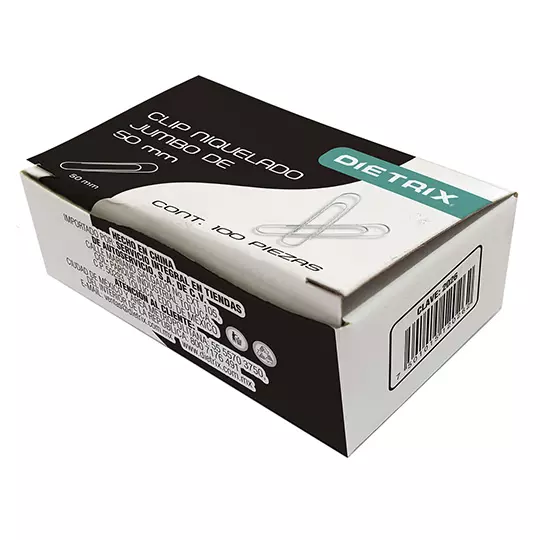 Clip  niquelado Dietrix jumbo 50 milimetros con 100 piezas