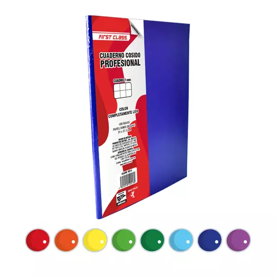 Cuaderno cosido Dietrix profesional cuadro 7 mm 100 hojas colores surtidos