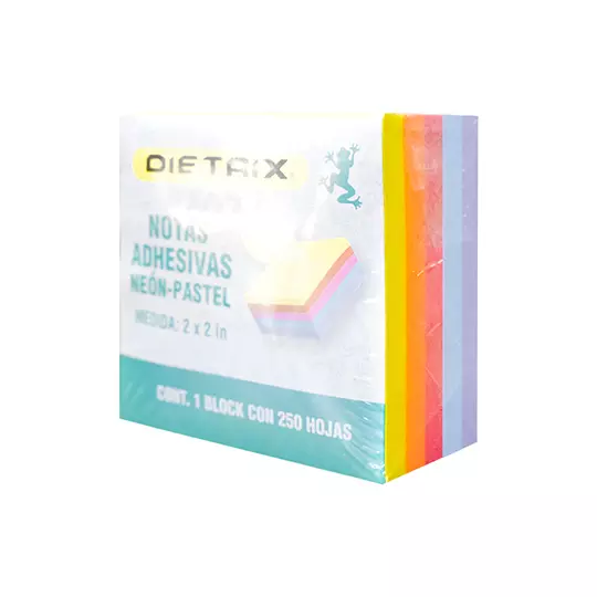 Notas adhesivas DIETRIX neón y pastel de 2X2 pulgadas y 250 HOJAS