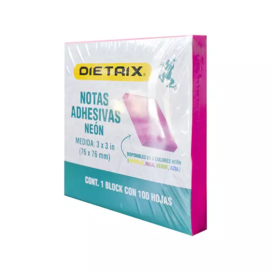 NOTAS ADHESIVAS DIETRIX MIX NEON 3X3 IN 100 HOJAS