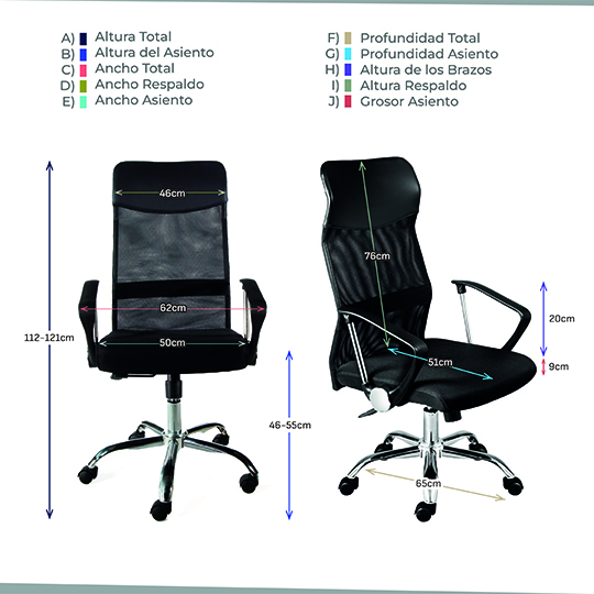 Silla ejecutiva ERGO mod. 1460 reclinable con descansa brazos color negro