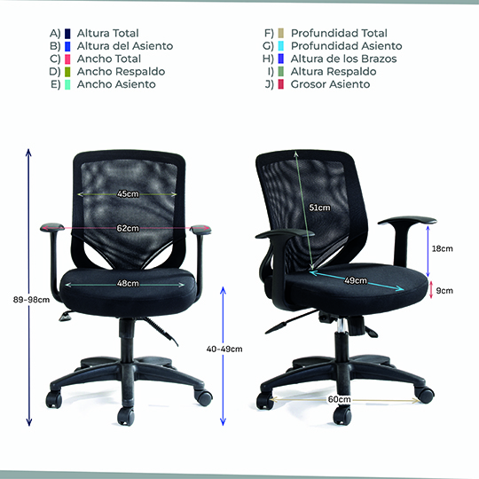 Silla ejecutiva ERGO mod. 4245 reclinable con descansa brazos color negro