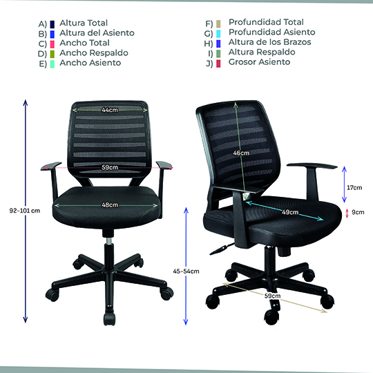 Silla ejecutiva ERGO mod. Irlanda con descansa brazos color negro