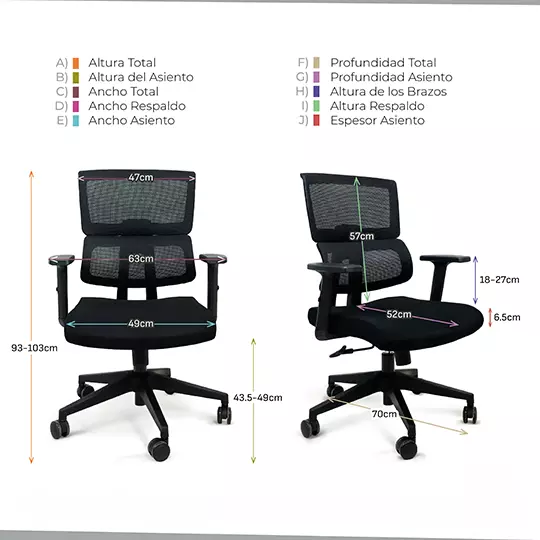 Silla ejecutiva ERGO Parma con descansa brazos color negro