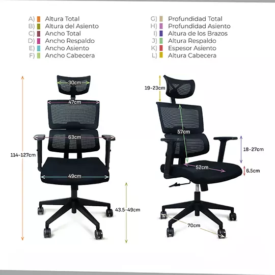 Silla directiva ERGO mod. Parma C con descansa brazos y cabecera color negro