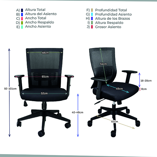 LM-Silla ejecutiva ERGO mod. Trento con descansa brazos color negro