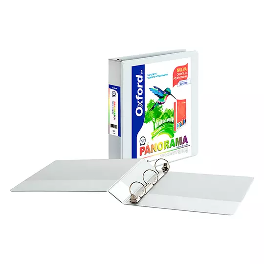 Carpeta panorámica Oxford carta blanca herraje de 1 1/2 pulgadas "O"