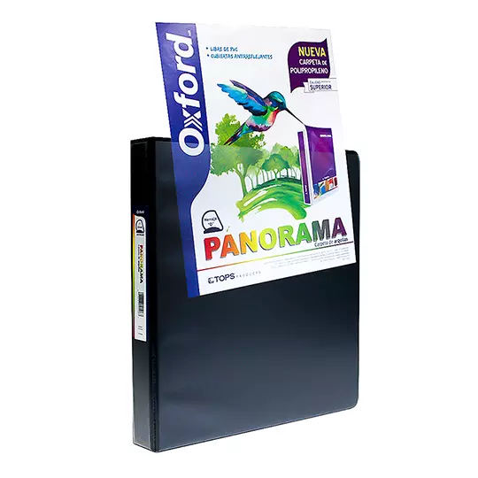 Carpeta panorámica Oxford carta negra herraje de 1 pulgada "D"