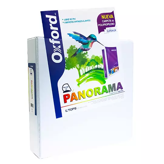 Carpeta panorámica Oxford carta blanca herraje de 2 pulgadas "D"