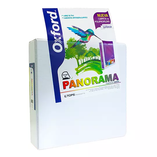 Carpeta panorámica Oxford carta blanca herraje de 3 pulgadas "D"